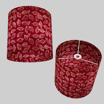 Drum Lamp Shade - P30 - Batik Leaf on Red, 30cm(d) x 30cm(h)