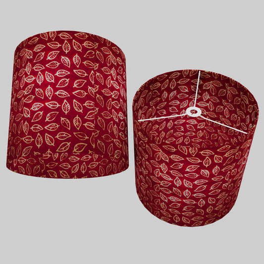 Drum Lamp Shade - P30 - Batik Leaf on Red, 40cm(d) x 40cm(h)