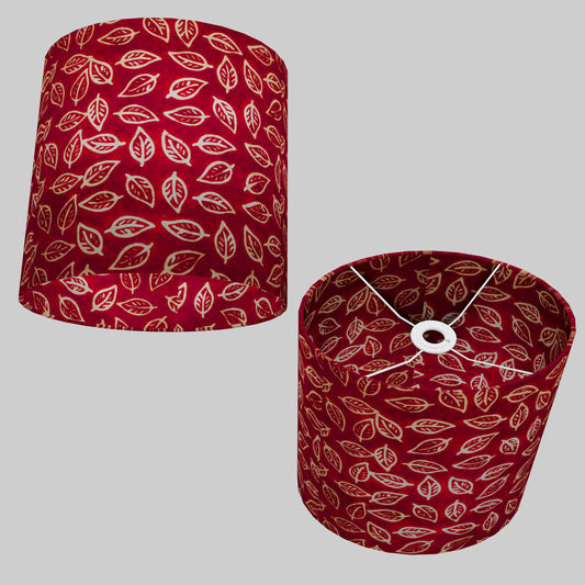 Oval Lamp Shade - P30 - Batik Leaf on Red, 30cm(w) x 30cm(h) x 22cm(d)