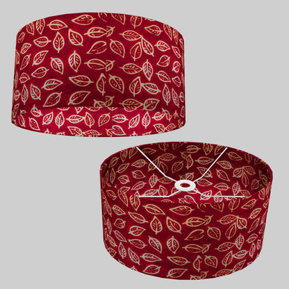 Oval Lamp Shade - P30 - Batik Leaf on Red, 40cm(w) x 20cm(h) x 30cm(d)