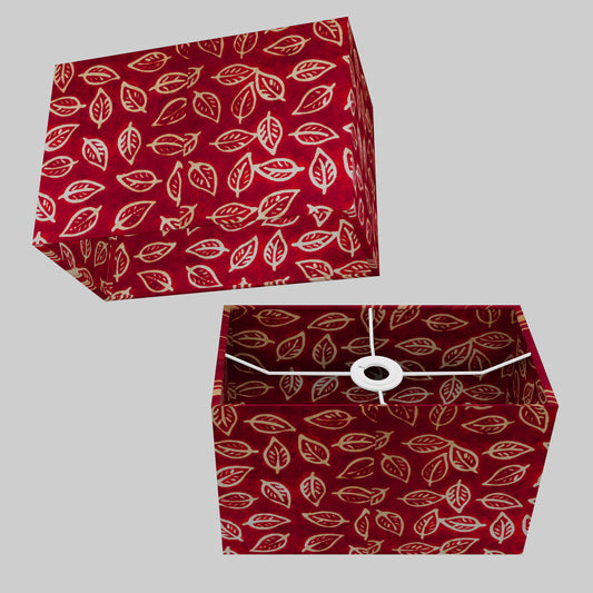 Rectangle Lamp Shade - P30 - Batik Leaf on Red, 30cm(w) x 20cm(h) x 15cm(d)