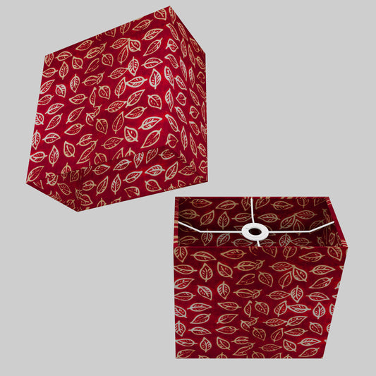 Rectangle Lamp Shade - P30 - Batik Leaf on Red, 30cm(w) x 30cm(h) x 15cm(d)