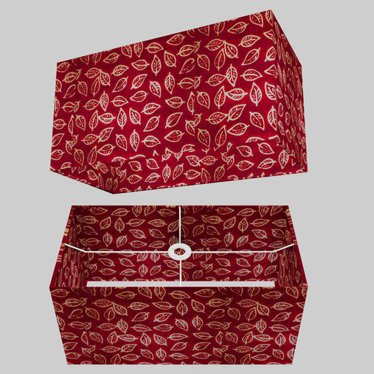 Rectangle Lamp Shade - P30 - Batik Leaf on Red, 50cm(w) x 25cm(h) x 25cm(d)