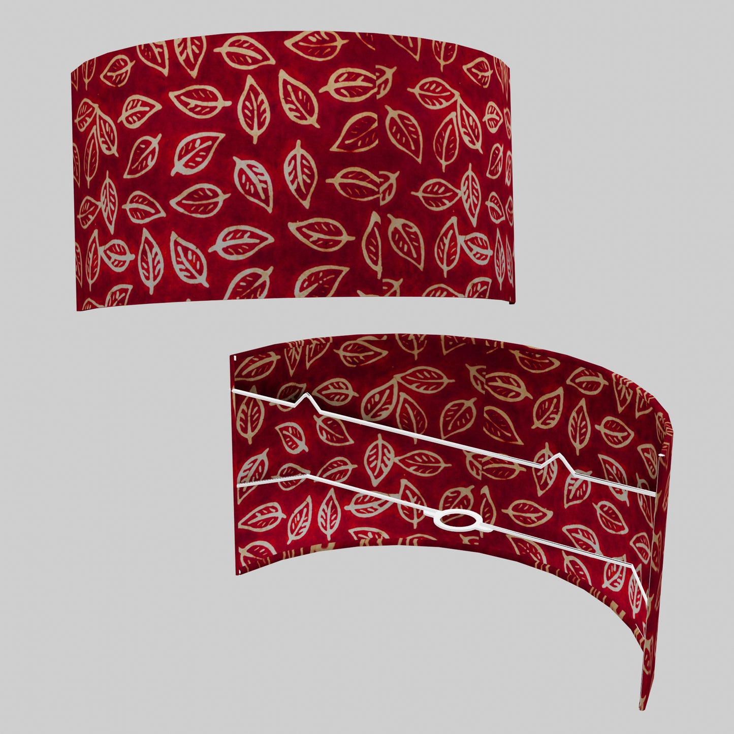 Wall Light - P30 - Batik Leaf on Red, 36cm(wide) x 20cm(h)