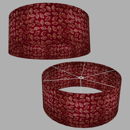 Drum Lamp Shade - P30 - Batik Leaf on Red, 70cm(d) x 30cm(h)