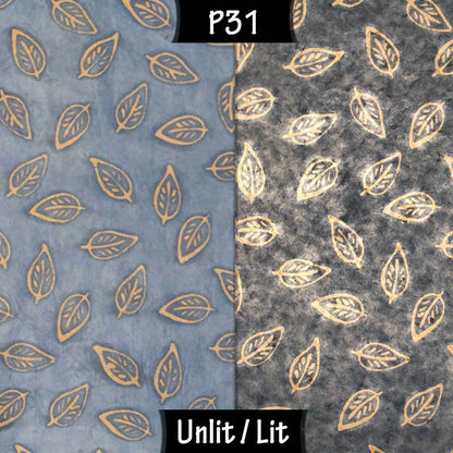 Drum Lamp Shade - P31 - Batik Leaf on Blue, 20cm(d) x 20cm(h) - Imbue Lighting