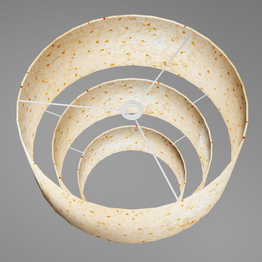 3 Tier Lamp Shade - P32 - Marigold Petals on Natural Lokta, 50cm x 20cm, 40cm x 17.5cm & 30cm x 15cm