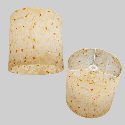 Drum Lamp Shade - P32 - Marigold Petals on Natural Lokta, 30cm(d) x 30cm(h)