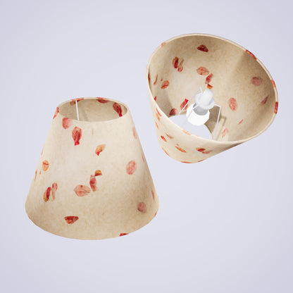 Conical Lamp Shade P33 - Rose Petals on Natural Lokta, 15cm(top) x 30cm(bottom) x 22cm(height)