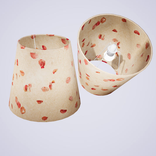 Conical Lamp Shade P33 - Rose Petals on Natural Lokta, 23cm(top) x 35cm(bottom) x 31cm(height)