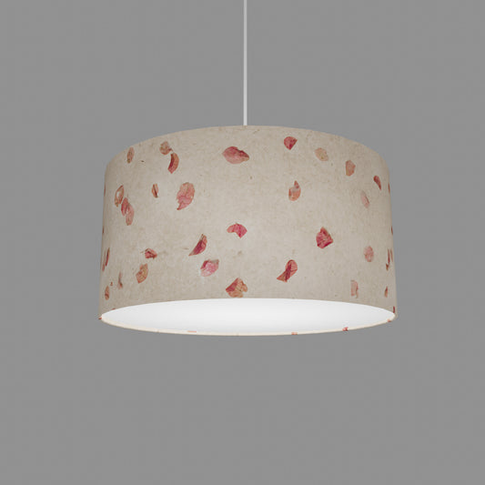 Drum Lamp Shade - P33 - Rose Petals on Natural Lokta, 40cm(d) x 20cm(h)