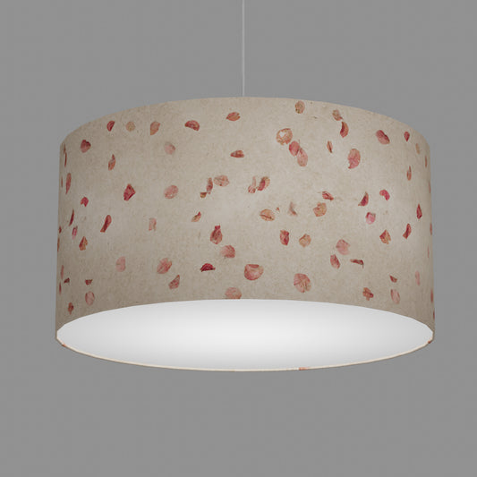 Drum Lamp Shade - P33 - Rose Petals on Natural Lokta, 60cm(d) x 30cm(h)