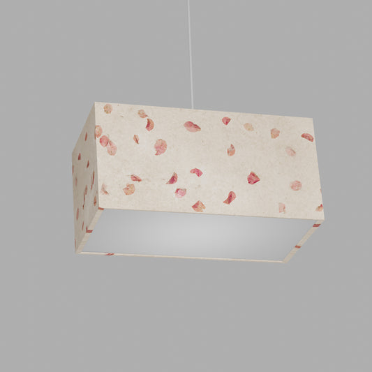 Rectangle Lamp Shade - P33 - Rose Petals on Natural Lokta, 40cm(w) x 20cm(h) x 20cm(d)