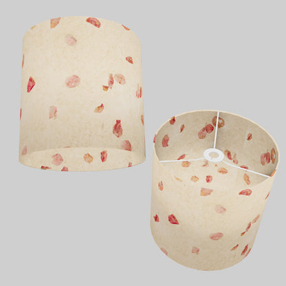 Drum Lamp Shade - P33 - Rose Petals on Natural Lokta, 30cm(d) x 30cm(h)