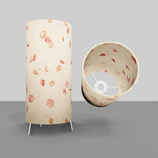 Free Standing Table Lamp Small - P33 ~ Rose Petals on Natural Lokta