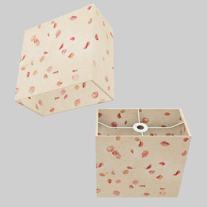 Rectangle Lamp Shade - P33 - Rose Petals on Natural Lokta, 30cm(w) x 30cm(h) x 15cm(d)