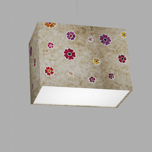 Rectangle Lamp Shade - P35 - Batik Multi Flower on Natural, 40cm(w) x 30cm(h) x 20cm(d)