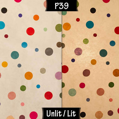 Conical Lamp Shade P39 - Polka Dots on Natural Lokta, 23cm(top) x 35cm(bottom) x 31cm(height)