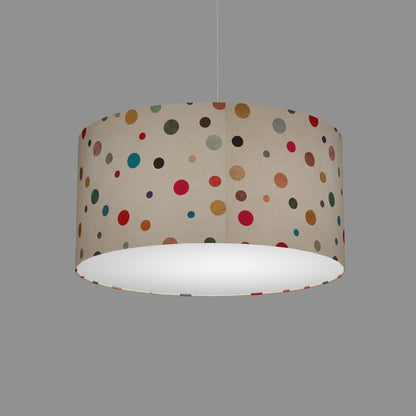 Drum Lamp Shade - P39 - Polka Dots on Natural Lokta, 50cm(d) x 25cm(h)