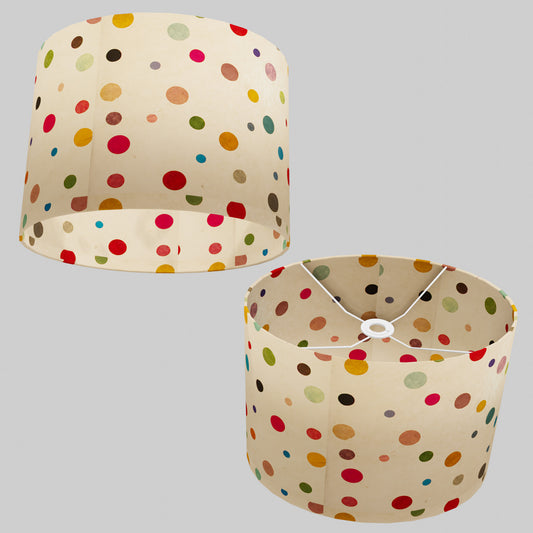 Oval Lamp Shade - P39 - Polka Dots on Natural Lokta, 40cm(w) x 30cm(h) x 30cm(d)