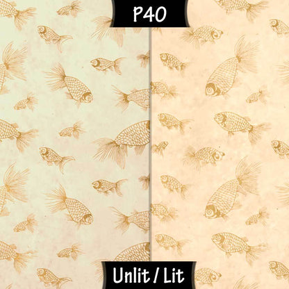 3 Tier Lamp Shade - P40 - Gold Fish Screen Print on Natural Lokta, 50cm x 20cm, 40cm x 17.5cm & 30cm x 15cm