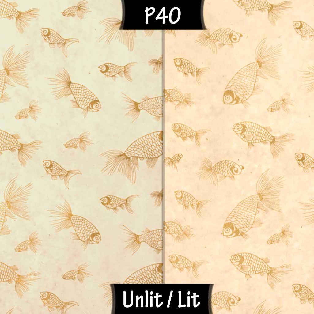Wall Light - P40 - Gold Fish Screen Print on Natural Lokta, 36cm(wide) x 20cm(h) - Imbue Lighting