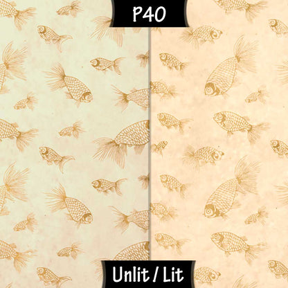 3 Panel Floor Lamp - P40 - Gold Fish Screen Print on Natural Lokta, 20cm(d) x 1.4m(h)