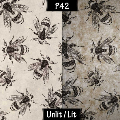 Free Standing Table Lamp Large - P42 ~ Bees Screen Print on Natural Lokta