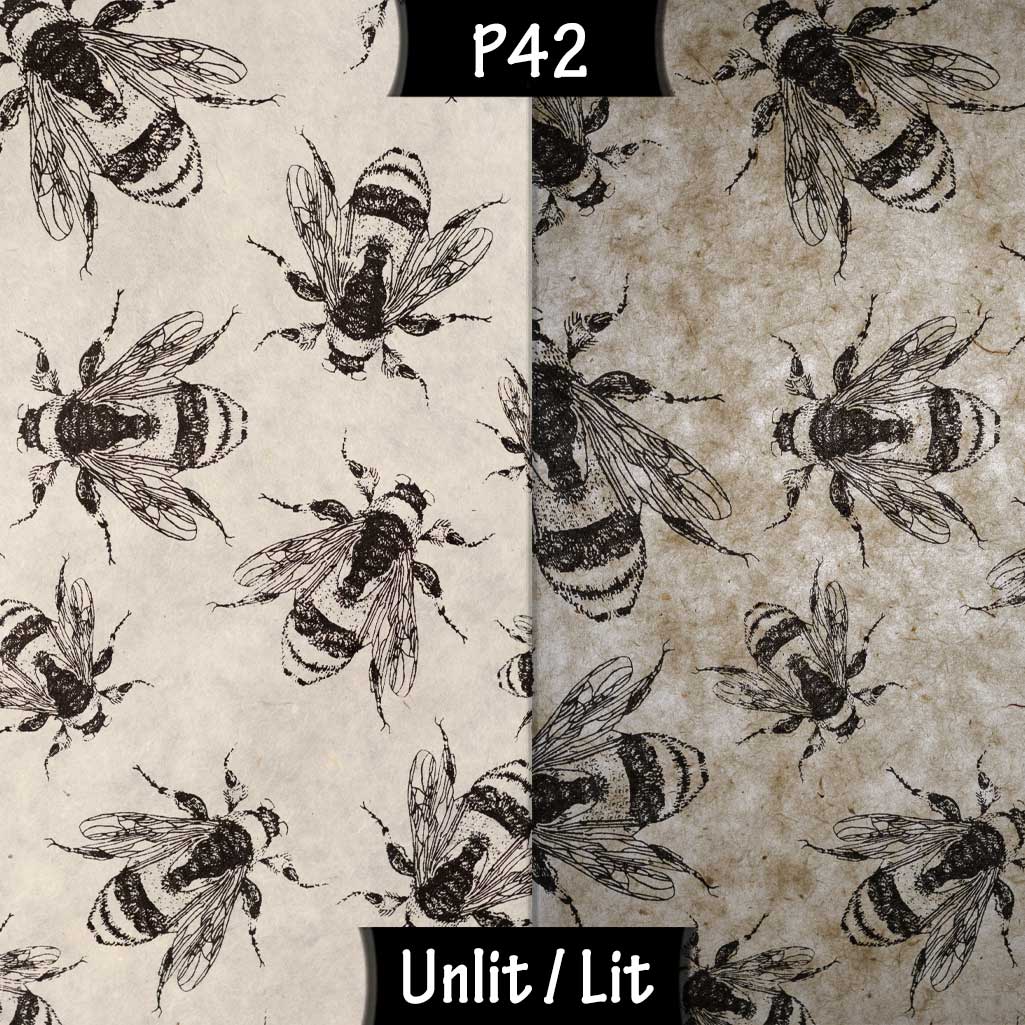 Wall Light - P42 - Bees Screen Print on Natural Lokta, 36cm(wide) x 20cm(h) - Imbue Lighting