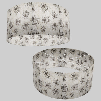 Drum Lamp Shade - P42 - Bees Screen Print on Natural Lokta, 70cm(d) x 30cm(h)