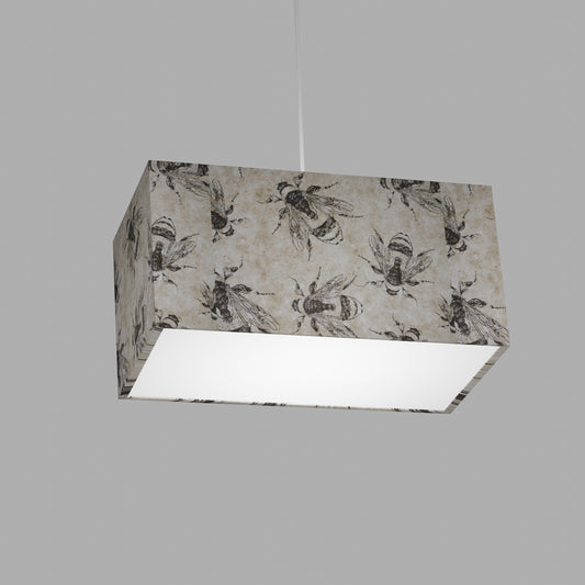 Rectangle Lamp Shade - P42 - Bees Screen Print on Natural Lokta, 40cm(w) x 20cm(h) x 20cm(d)