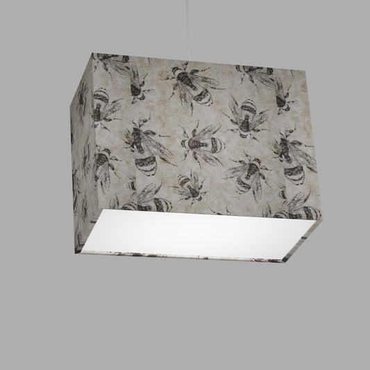 Rectangle Lamp Shade - P42 - Bees Screen Print on Natural Lokta, 40cm(w) x 30cm(h) x 20cm(d)