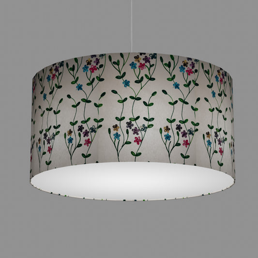 Drum Lamp Shade - P43 - Embroidered Flowers on White, 60cm(d) x 30cm(h)