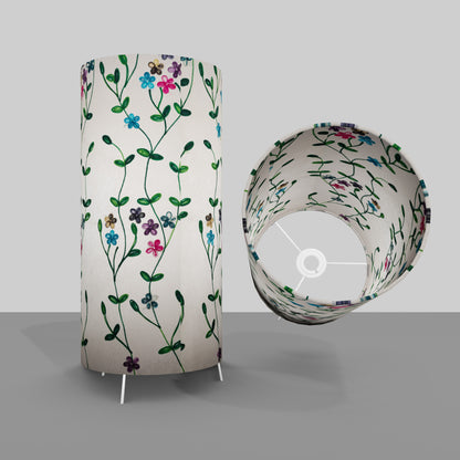 Free Standing Table Lamp Large - P43 ~ Embroidered Flowers on White