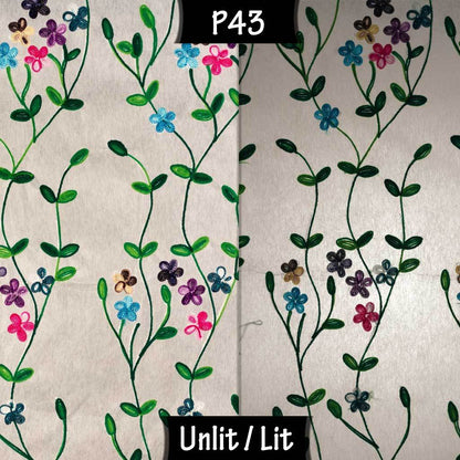 Oak Tripod Floor Lamp - P43 - Embroidered Flowers on White