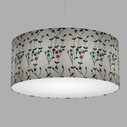 Drum Lamp Shade - P43 - Embroidered Flowers on White, 70cm(d) x 30cm(h)