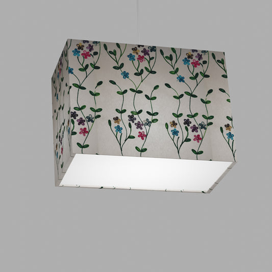 Rectangle Lamp Shade - P43 - Embroidered Flowers on White, 40cm(w) x 30cm(h) x 20cm(d)