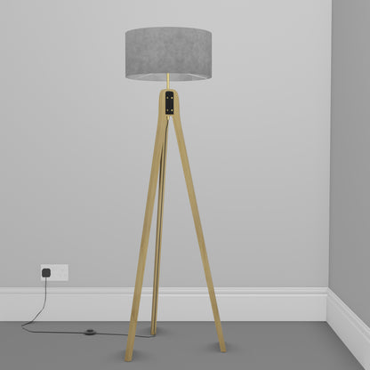 Oak Tripod Floor Lamp - P53 - Pewter Grey