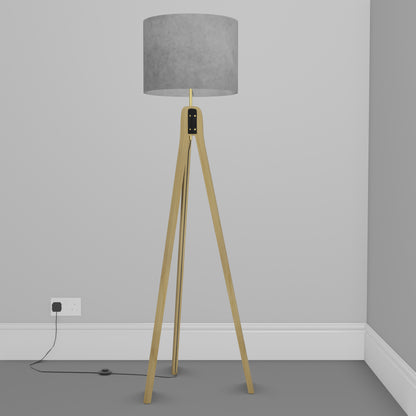 Oak Tripod Floor Lamp - P53 - Pewter Grey