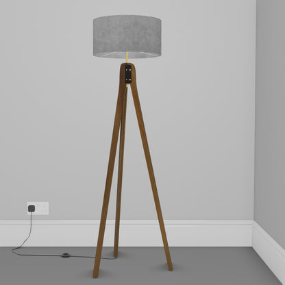 Sapele Tripod Floor Lamp - P53 - Pewter Grey