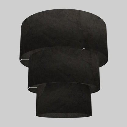 3 Tier Lamp Shade - P55 - Black Lokta, 50cm x 20cm, 40cm x 17.5cm & 30cm x 15cm