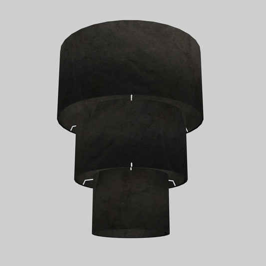 3 Tier Lamp Shade - P55 - Black Lokta, 40cm x 20cm, 30cm x 17.5cm & 20cm x 15cm