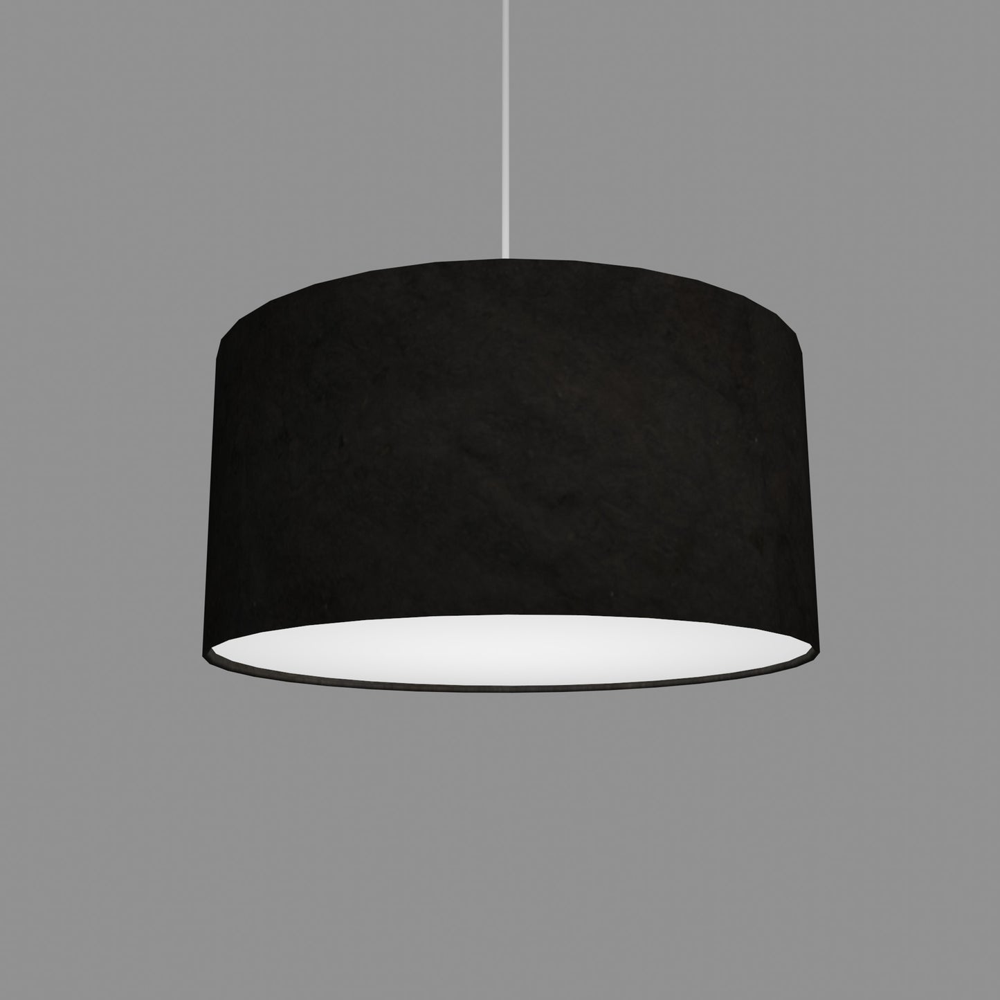 Drum Lamp Shade - P55 - Black Lokta, 40cm(d) x 20cm(h)