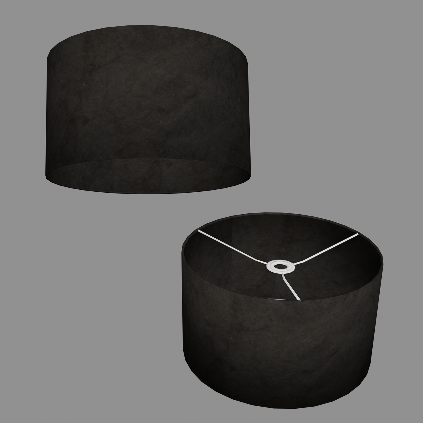 Drum Lamp Shade - P55 - Black Lokta, 35cm(d) x 20cm(h)