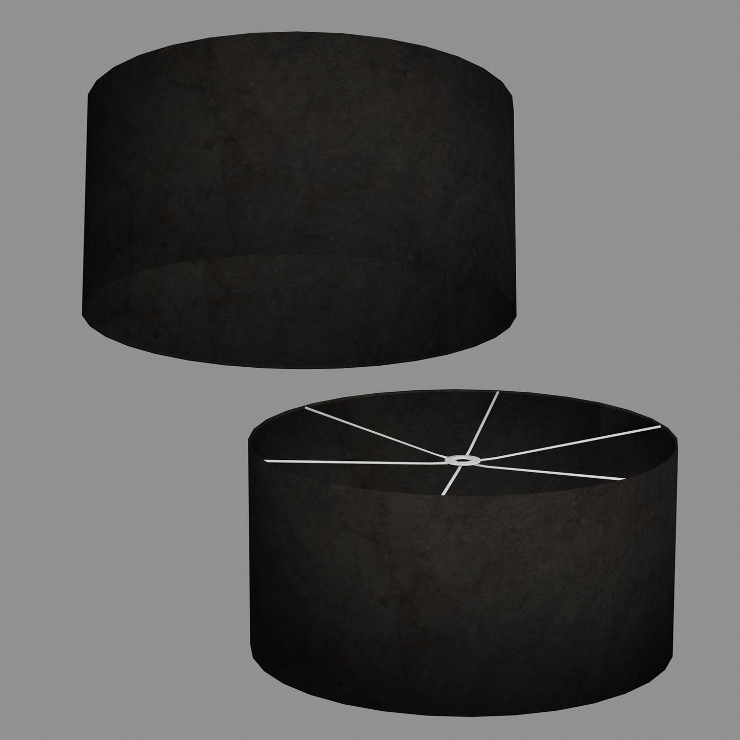 Drum Lamp Shade - P55 - Black Lokta, 60cm(d) x 30cm(h)