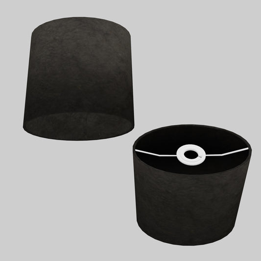 Oval Lamp Shade - P55 - Black Lokta, 20cm(w) x 20cm(h) x 13cm(d)