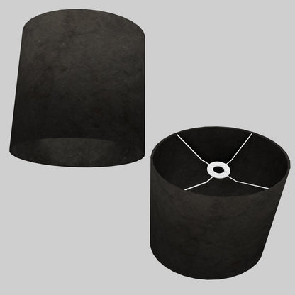 Oval Lamp Shade - P55 - Black Lokta, 30cm(w) x 30cm(h) x 22cm(d)