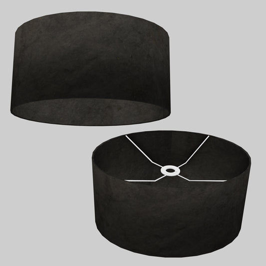 Oval Lamp Shade - P55 - Black Lokta, 40cm(w) x 20cm(h) x 30cm(d)