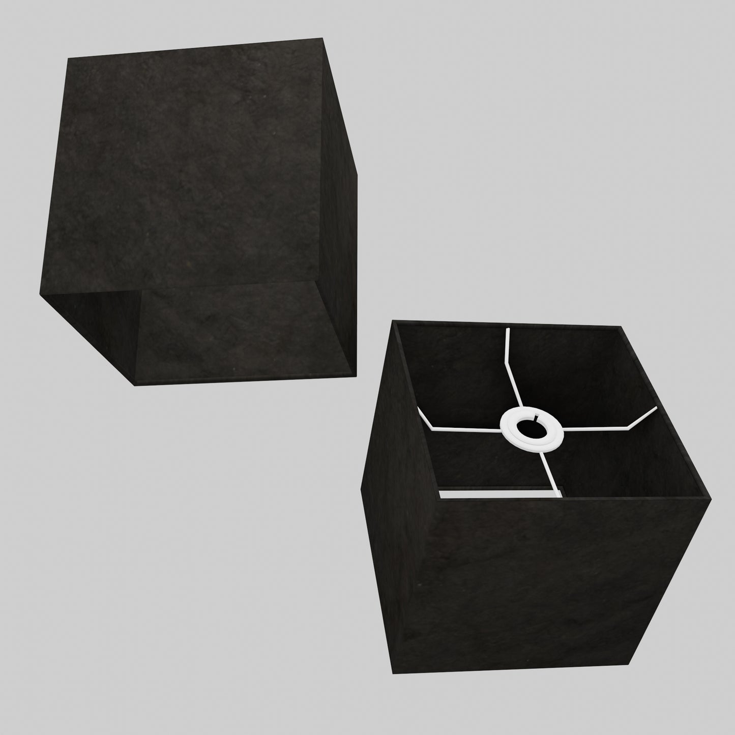 Square Lamp Shade - P55 - Black Lokta, 20cm(w) x 20cm(h) x 20cm(d)