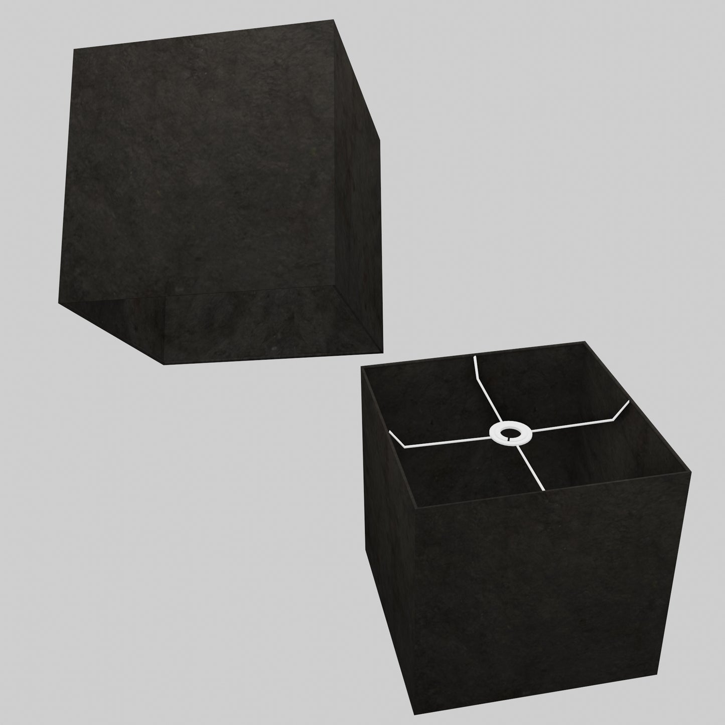 Square Lamp Shade - P55 - Black Lokta, 30cm(w) x 30cm(h) x 30cm(d)